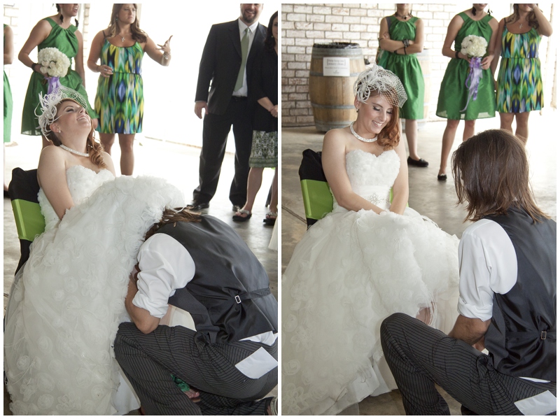 Haak Winery, Santa Fe Texas, Galveston wedding photographer, St. Patrick's Day, wedding, green, garter toss