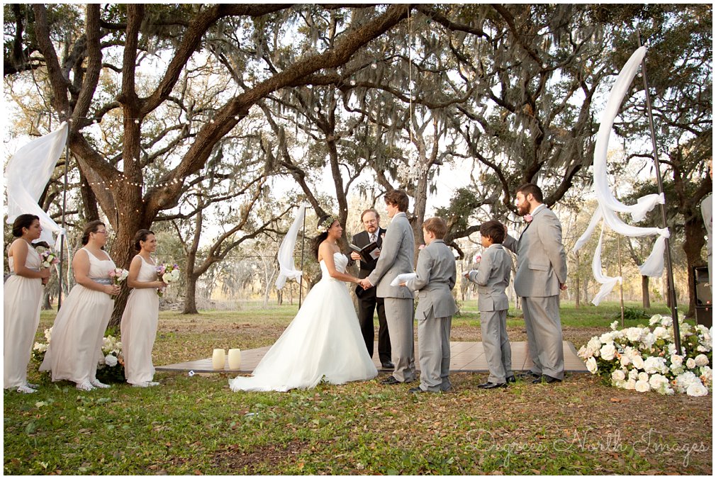 Bohemian outdoor wedding in Angleton, Texas by Degrees North Images.