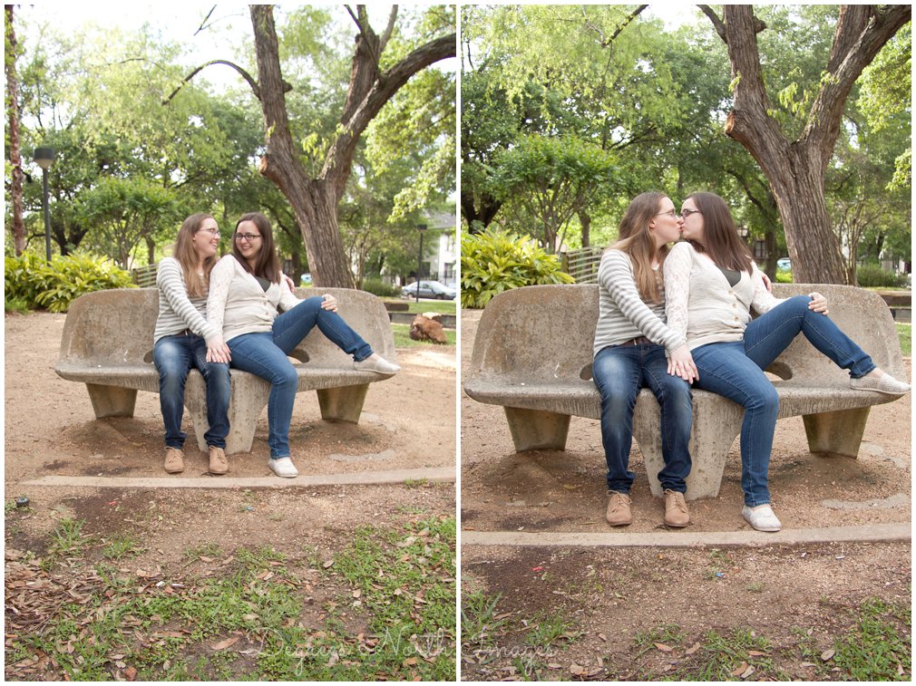 Same sex Houston engagement session at Bell Park by Degrees North Images