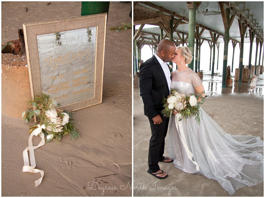 Intimate wedding details at Galveston Beach elopement