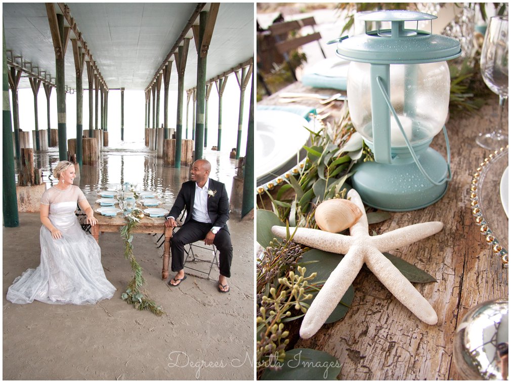 Beachy Christmas elopement styled shoot on Galveston Island