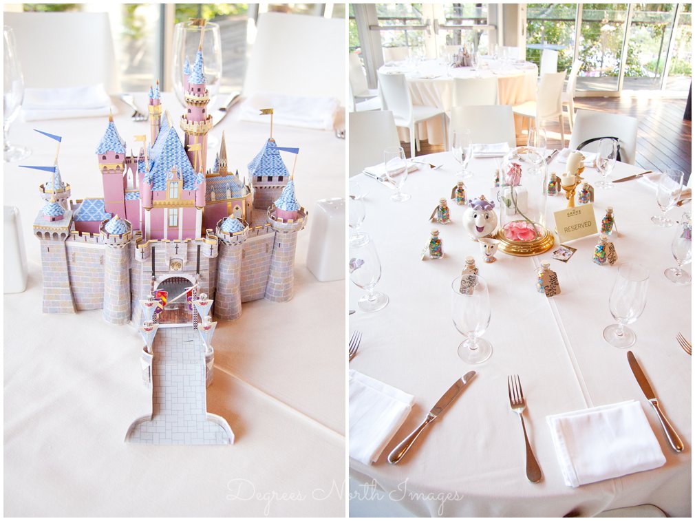Disney inspired wedding Sleeping Beauty Castle centerpiece at The Grove Houston