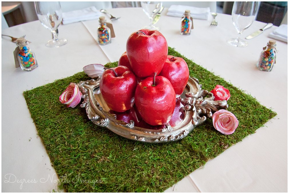Disney inspired wedding Snow White centerpiece at The Grove Houston