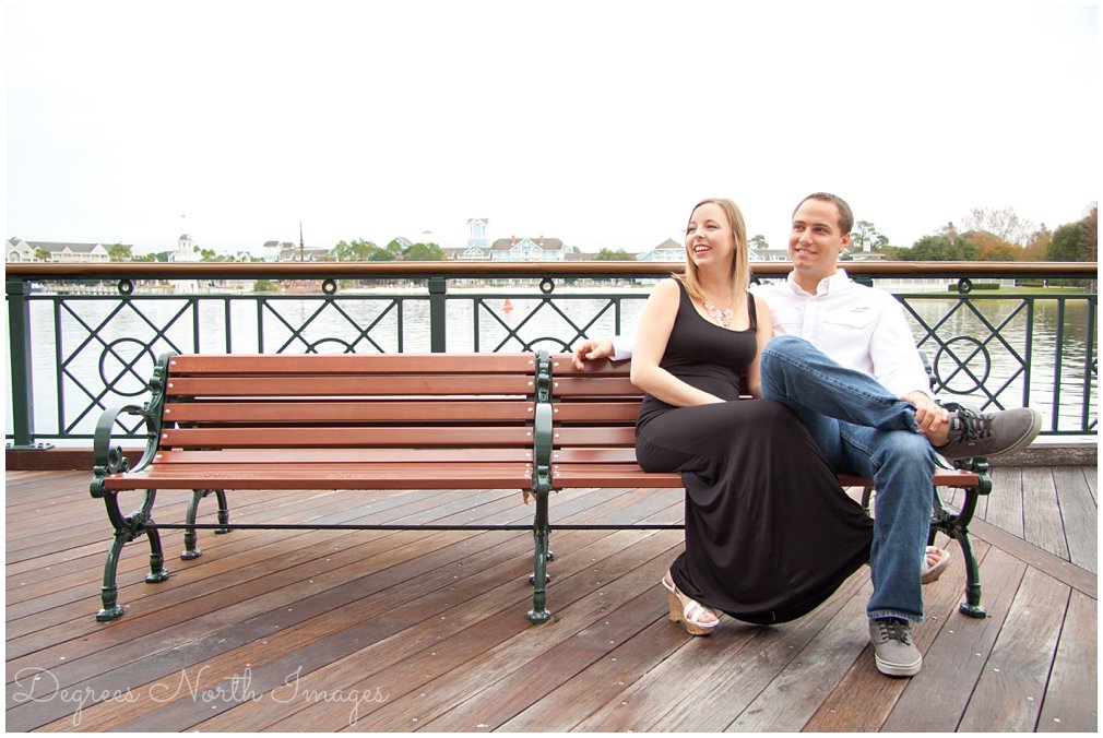 couple relaxing on bench at Disney's Boardwalk