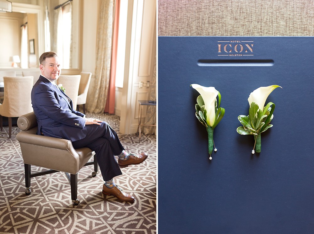 Groom portrait in Hotel Icon Suite