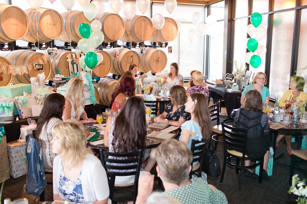 Mint to be bridal shower in the Barrel Room at Cooper's Hawk