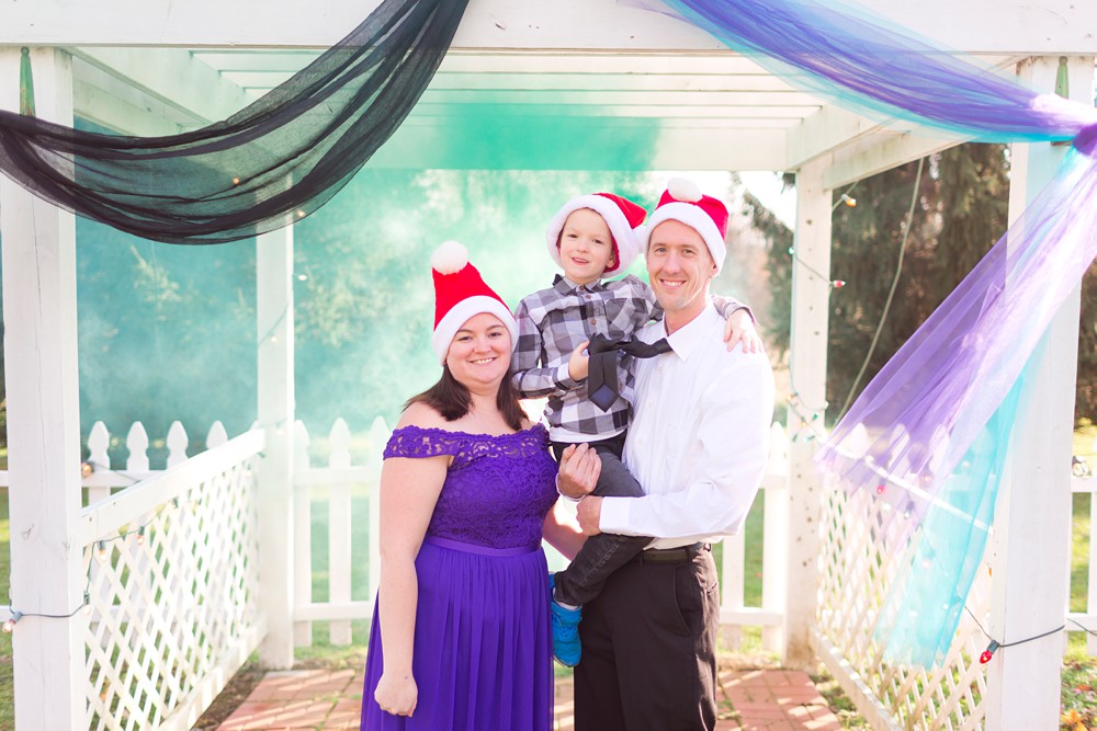 Nightmare Before Christmas family session with green smoke bomb