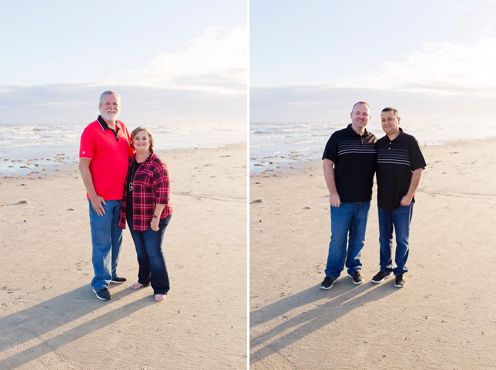 Grandparents and same sex couple at Galveston beach family session