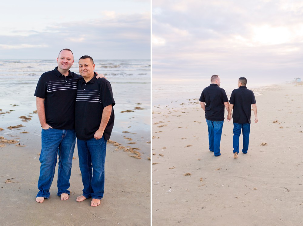 Same sex couple at family session in Galveston