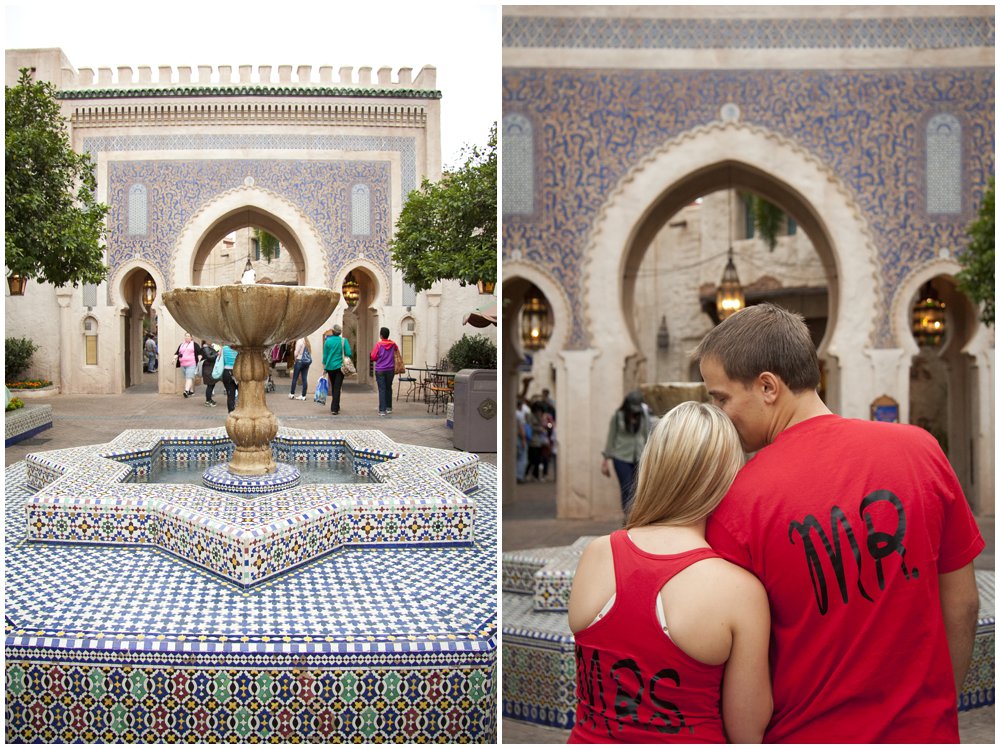 Around the world honeymoon session at the Morocco Pavilion in Epcot at Walt Disney World