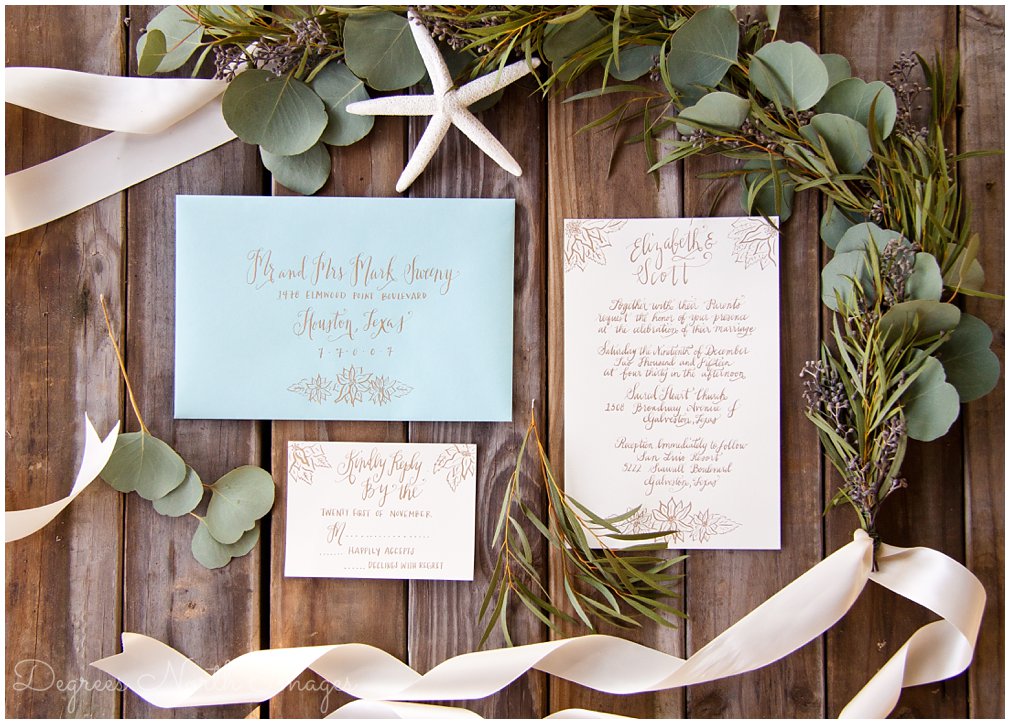 Beachy Christmas invitations from Lily and Rose Studio