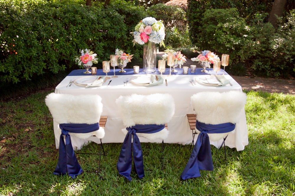 Wedding table setup in the garden