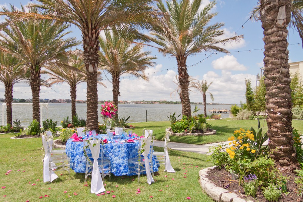 Mamma Mia wedding inspiration on Clear Lake at Waters Edge Wedding Venue