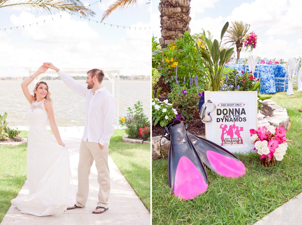 Donna and the Dynamos sign at Mamma Mia wedding