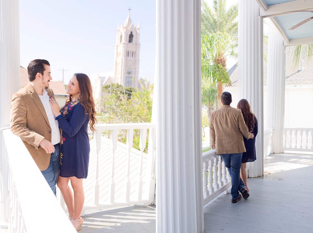 Engagement session at the Carr Mansion on Galveston Island