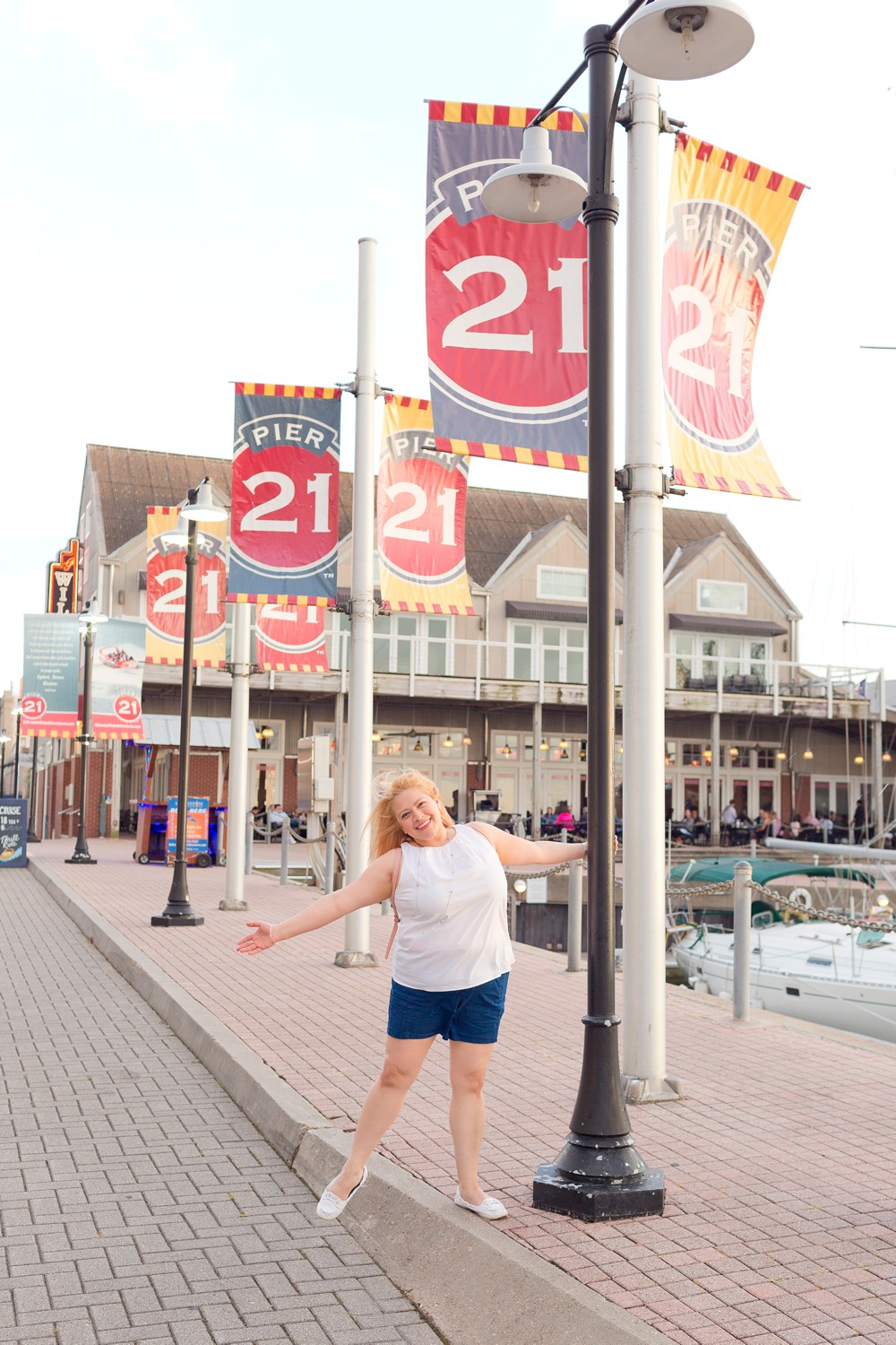 Vacation portrait of a woman on Pier 21 in Galveston Texas