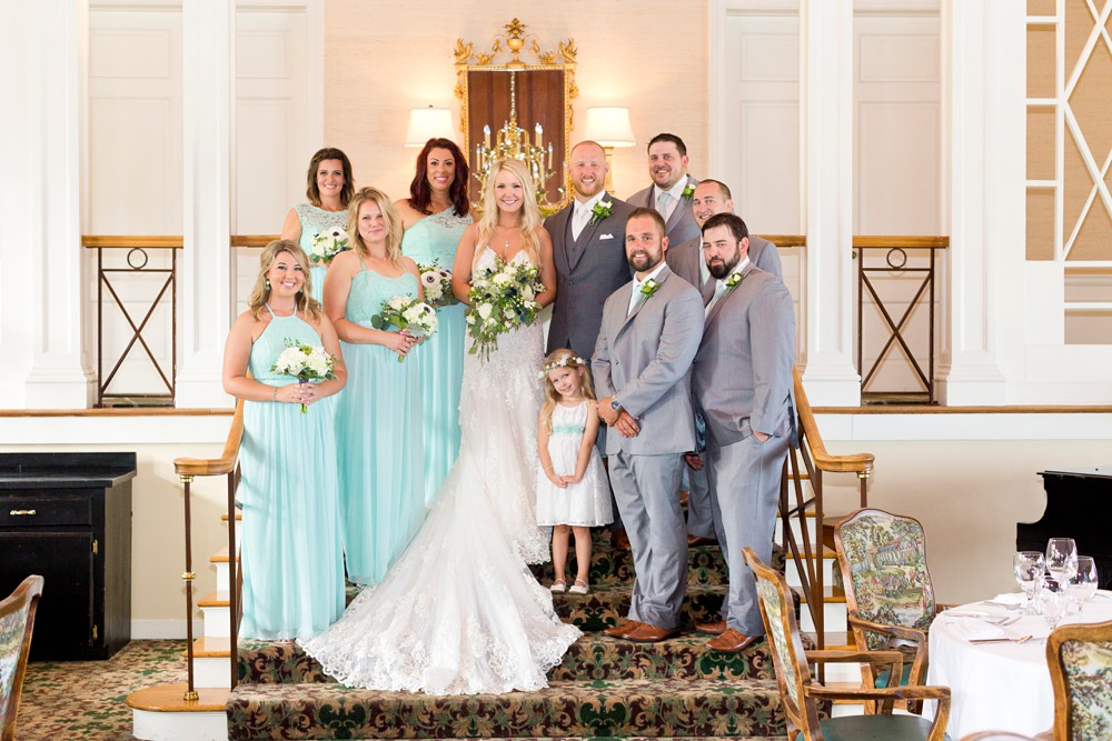 Wedding party portraits inside at Mission Point Resort