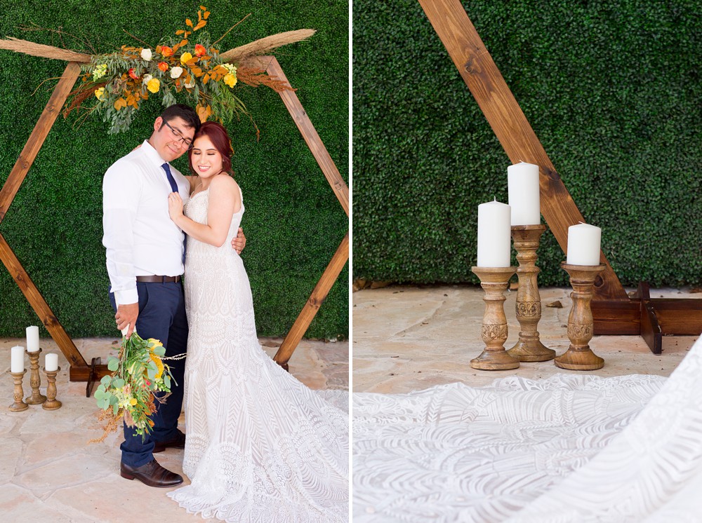 Carr Mansion wedding ceremony with hexagon arch