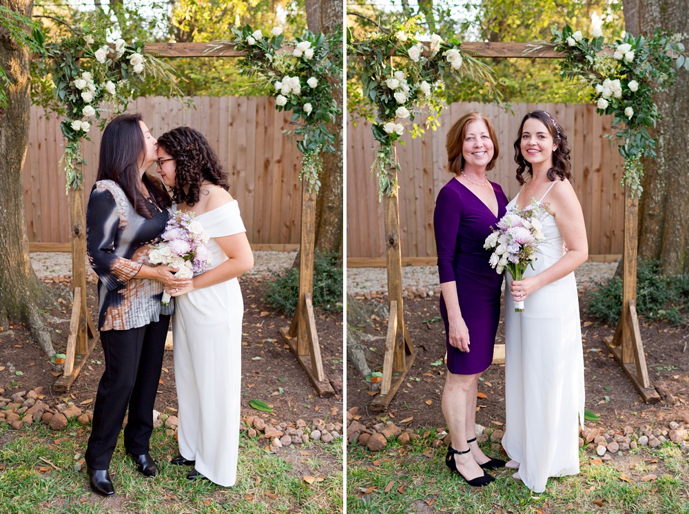 Mother of the bride kissing her daughter