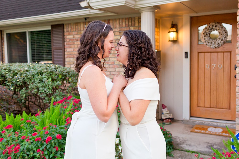 Female same sex couple at their Houston wedding