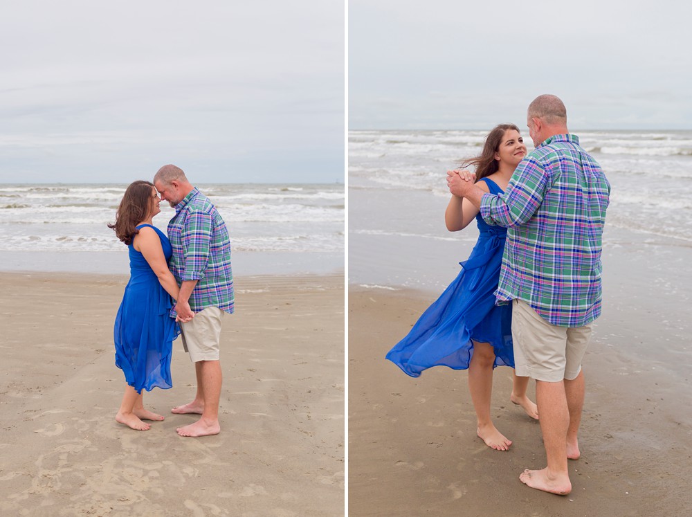 Couple dancing on the beach in Galveston 