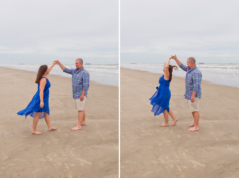 Couple dancing on the beach in Galveston
