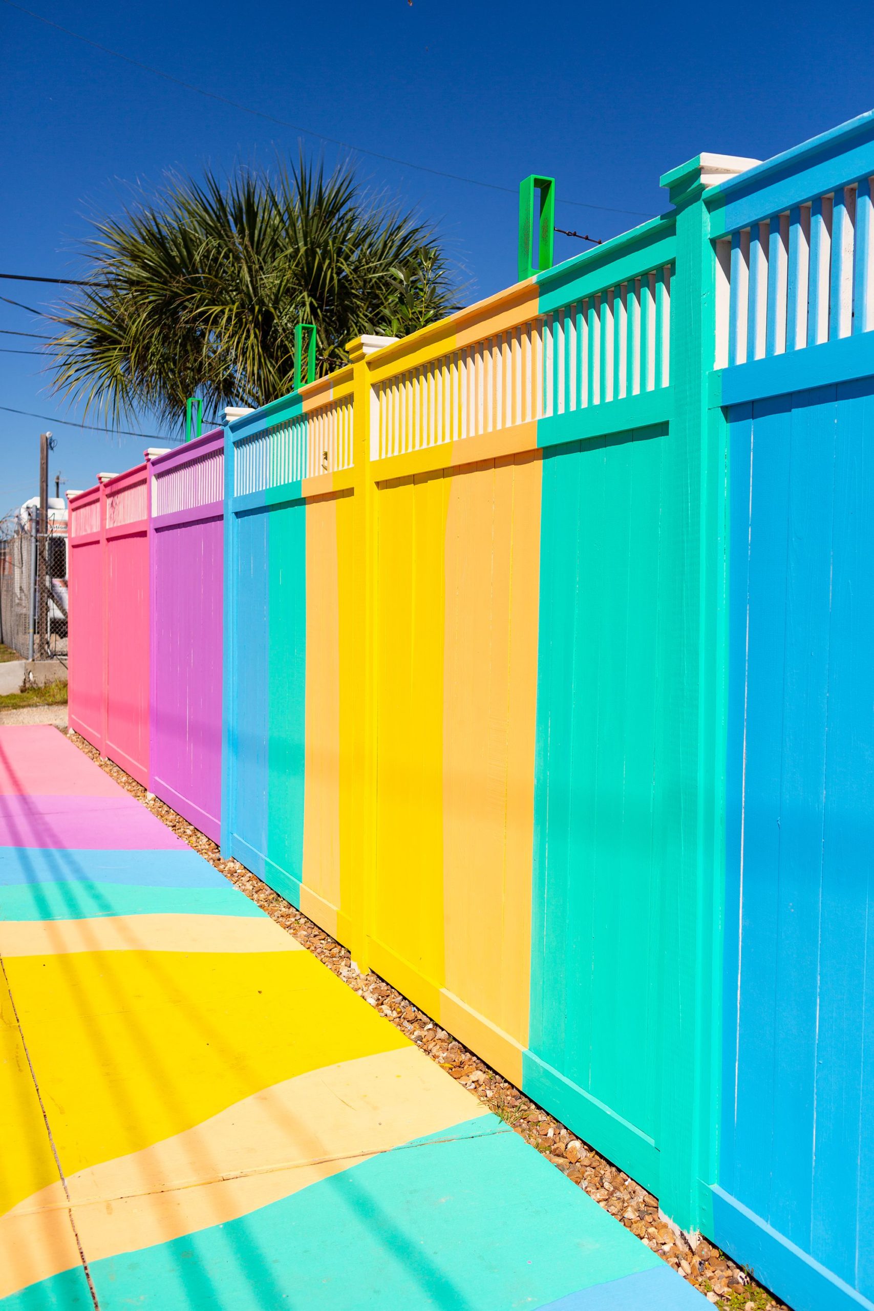 Rainbow color wall in Galveston's West Market District