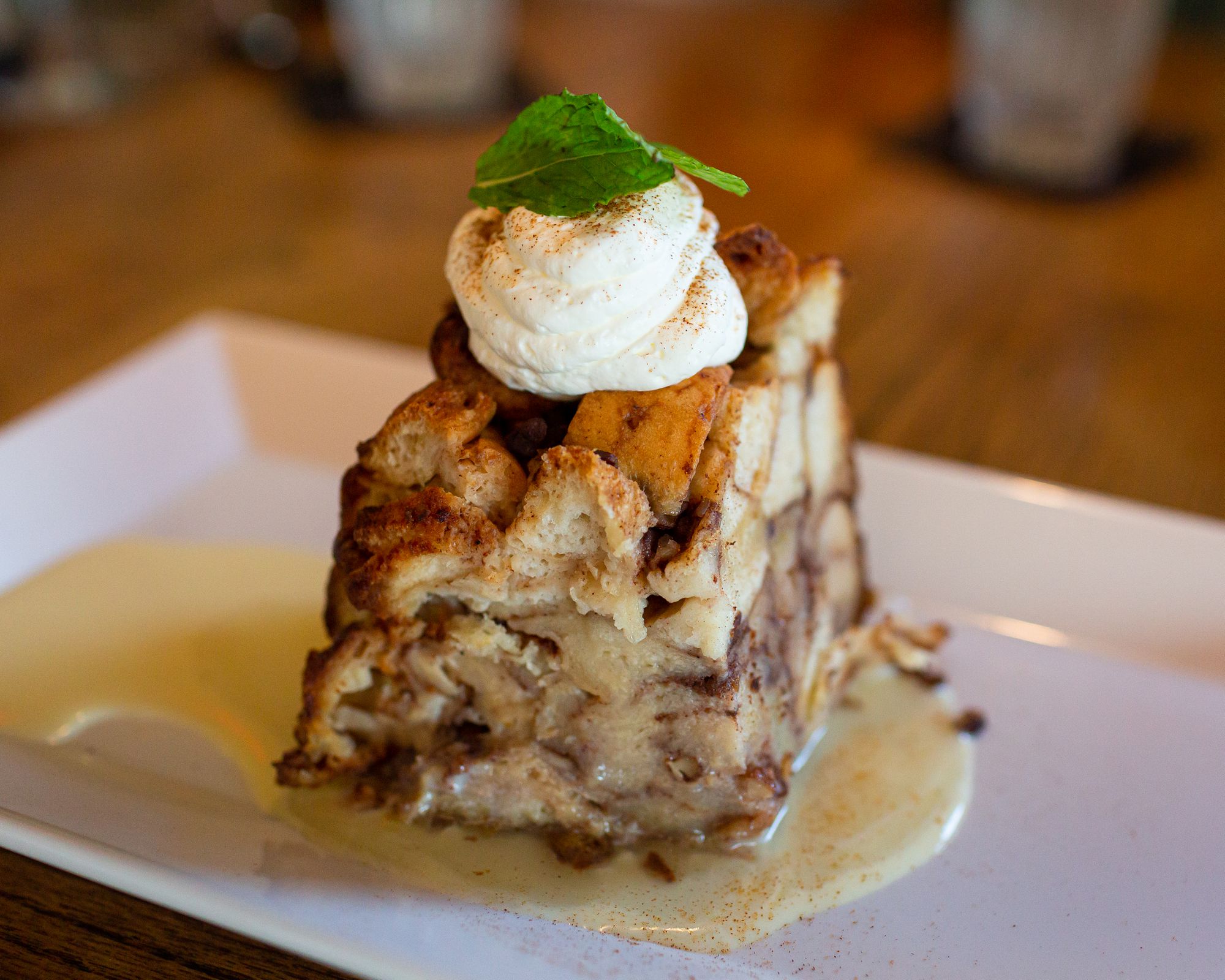 Bread pudding at BLVD Seafood in Galveston, Texas.