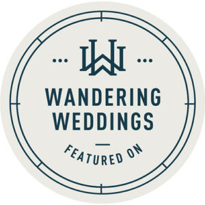 Featured on Wandering Weddings badge.