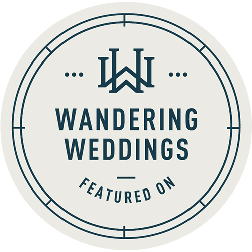 Featured on Wandering Weddings badge.