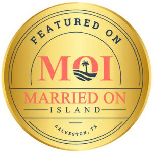 Featured on Married On Island Galveston, TX badge.